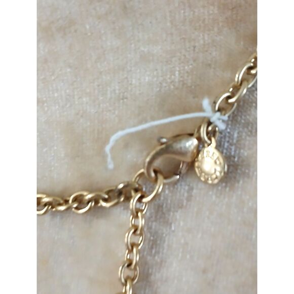 New J. Crew floral clusters 16" necklace peach cream gray gold tone chain - Picture 2 of 3